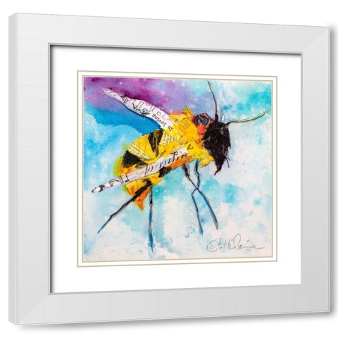 Happy Bee I White Modern Wood Framed Art Print with Double Matting by St. Hilaire, Elizabeth