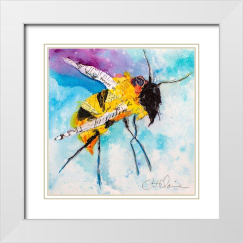 Happy Bee I White Modern Wood Framed Art Print with Double Matting by St. Hilaire, Elizabeth