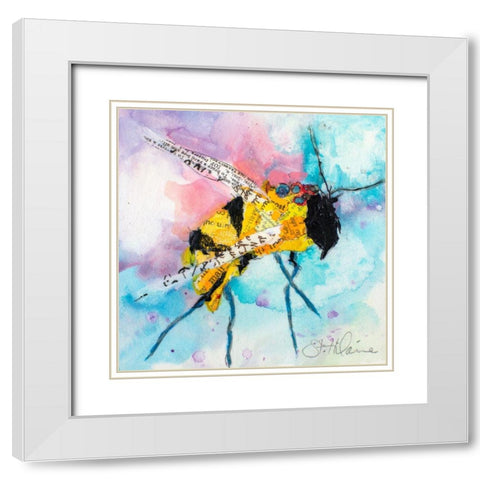 Happy Bee II White Modern Wood Framed Art Print with Double Matting by St. Hilaire, Elizabeth