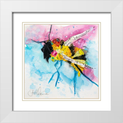 Happy Bee III White Modern Wood Framed Art Print with Double Matting by St. Hilaire, Elizabeth