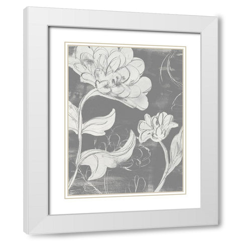 Grayscale Garden I White Modern Wood Framed Art Print with Double Matting by Vess, June Erica