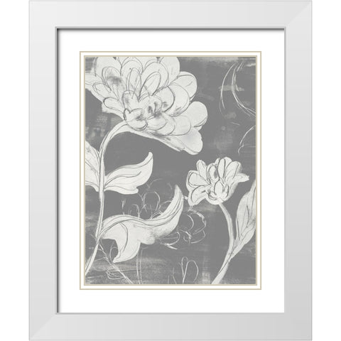 Grayscale Garden I White Modern Wood Framed Art Print with Double Matting by Vess, June Erica