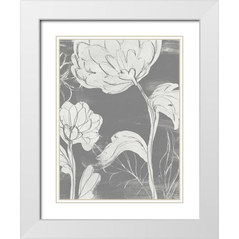 Grayscale Garden II White Modern Wood Framed Art Print with Double Matting by Vess, June Erica