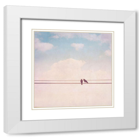 Birds on Wires II White Modern Wood Framed Art Print with Double Matting by Brown, Thomas