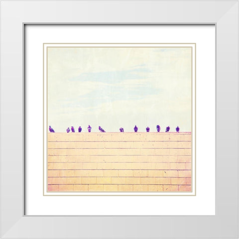Birds on Wires III White Modern Wood Framed Art Print with Double Matting by Brown, Thomas