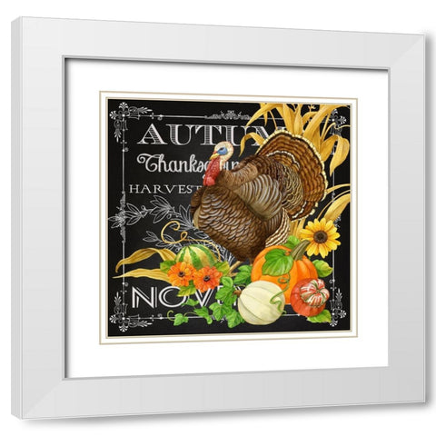Harvest Greetings I White Modern Wood Framed Art Print with Double Matting by Maday, Jane