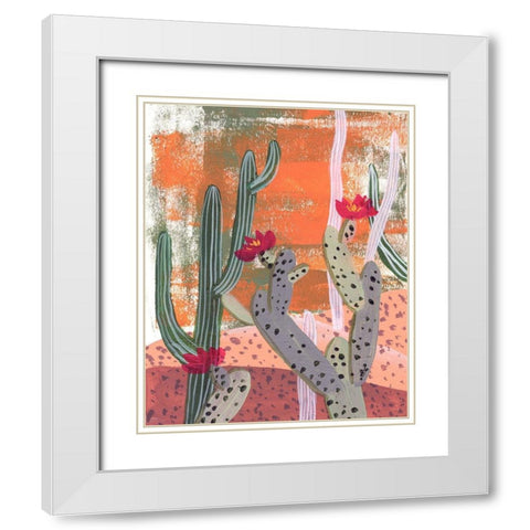 Desert Flowers I White Modern Wood Framed Art Print with Double Matting by Wang, Melissa