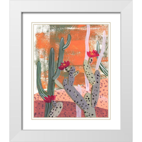 Desert Flowers I White Modern Wood Framed Art Print with Double Matting by Wang, Melissa