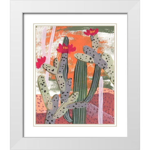 Desert Flowers III White Modern Wood Framed Art Print with Double Matting by Wang, Melissa