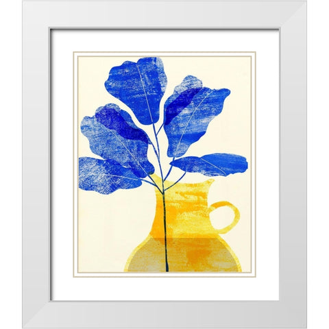 Florero Amarillo II White Modern Wood Framed Art Print with Double Matting by Wang, Melissa