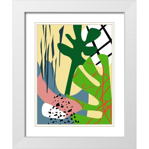 Tropical Series II White Modern Wood Framed Art Print with Double Matting by Wang, Melissa