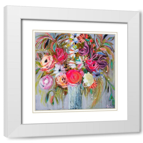 Blooming in Sunshine V White Modern Wood Framed Art Print with Double Matting by Ramos, Nina