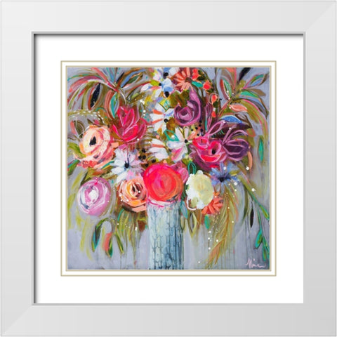 Blooming in Sunshine V White Modern Wood Framed Art Print with Double Matting by Ramos, Nina