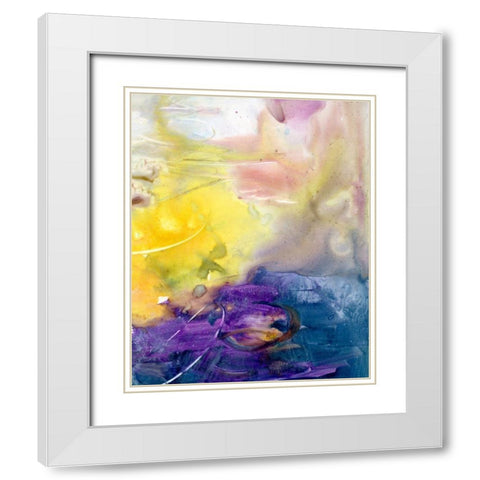 Floating Colors I White Modern Wood Framed Art Print with Double Matting by Combs, Joyce