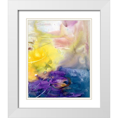 Floating Colors I White Modern Wood Framed Art Print with Double Matting by Combs, Joyce