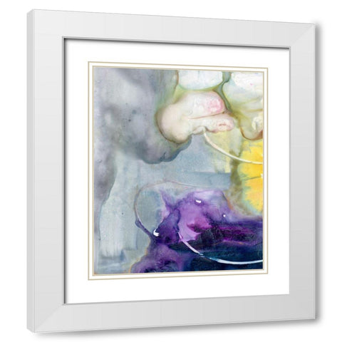 Floating Colors II White Modern Wood Framed Art Print with Double Matting by Combs, Joyce
