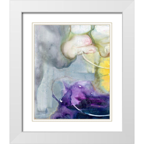 Floating Colors II White Modern Wood Framed Art Print with Double Matting by Combs, Joyce