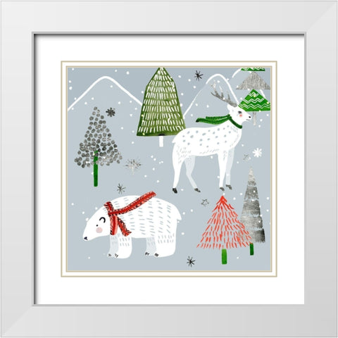 Stars and Snowflakes I White Modern Wood Framed Art Print with Double Matting by Wang, Melissa
