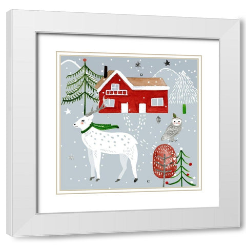 Stars and Snowflakes II White Modern Wood Framed Art Print with Double Matting by Wang, Melissa