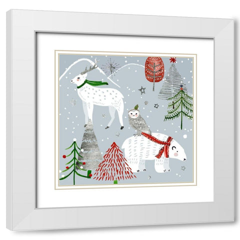Stars and Snowflakes III White Modern Wood Framed Art Print with Double Matting by Wang, Melissa