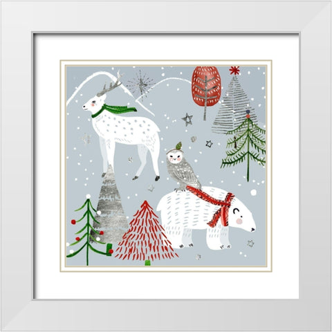 Stars and Snowflakes III White Modern Wood Framed Art Print with Double Matting by Wang, Melissa