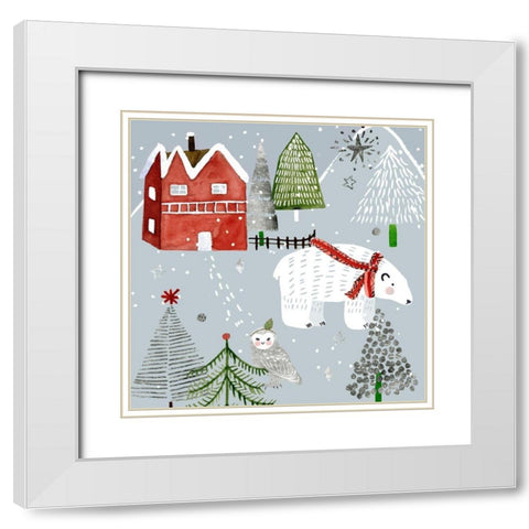 Stars and Snowflakes IV White Modern Wood Framed Art Print with Double Matting by Wang, Melissa