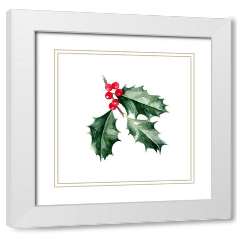 Christmas Holly I White Modern Wood Framed Art Print with Double Matting by Scarvey, Emma