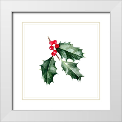 Christmas Holly I White Modern Wood Framed Art Print with Double Matting by Scarvey, Emma