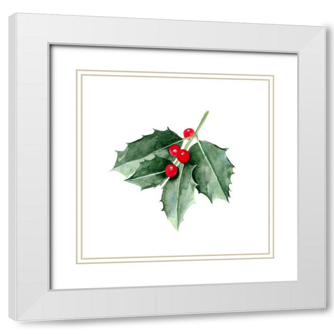 Christmas Holly II White Modern Wood Framed Art Print with Double Matting by Scarvey, Emma