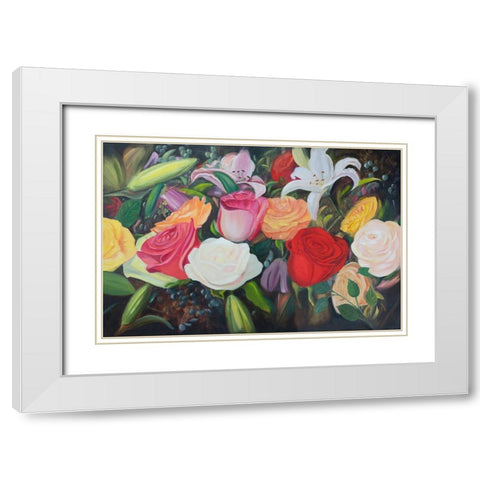 Floral Abundance I White Modern Wood Framed Art Print with Double Matting by Iafrate, Sandra