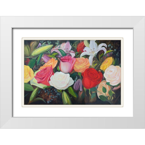 Floral Abundance I White Modern Wood Framed Art Print with Double Matting by Iafrate, Sandra