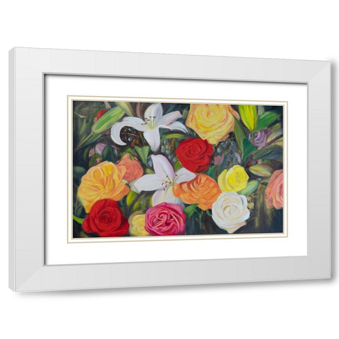 Floral Abundance II White Modern Wood Framed Art Print with Double Matting by Iafrate, Sandra