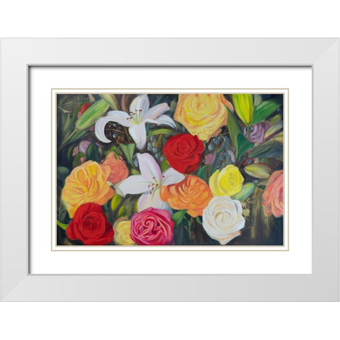 Floral Abundance II White Modern Wood Framed Art Print with Double Matting by Iafrate, Sandra