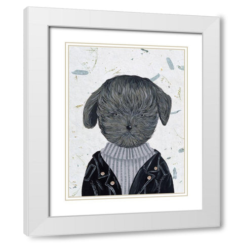 Hip Dog I White Modern Wood Framed Art Print with Double Matting by Wang, Melissa