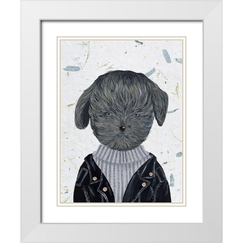 Hip Dog I White Modern Wood Framed Art Print with Double Matting by Wang, Melissa