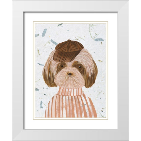 Hip Dog II White Modern Wood Framed Art Print with Double Matting by Wang, Melissa
