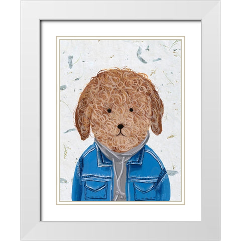 Hip Dog III White Modern Wood Framed Art Print with Double Matting by Wang, Melissa
