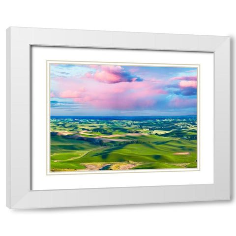 Farmscape Photo I White Modern Wood Framed Art Print with Double Matting by McLoughlin, James