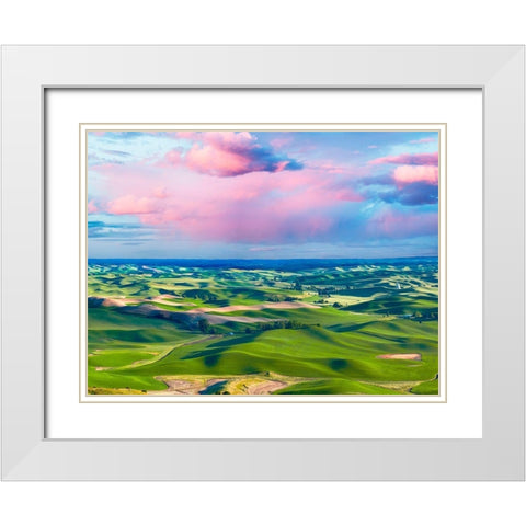 Farmscape Photo I White Modern Wood Framed Art Print with Double Matting by McLoughlin, James