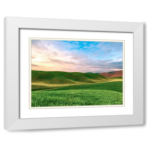 Farmscape Photo V White Modern Wood Framed Art Print with Double Matting by McLoughlin, James