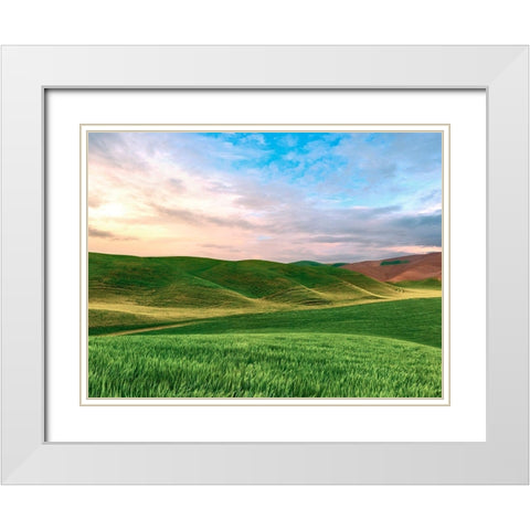 Farmscape Photo V White Modern Wood Framed Art Print with Double Matting by McLoughlin, James