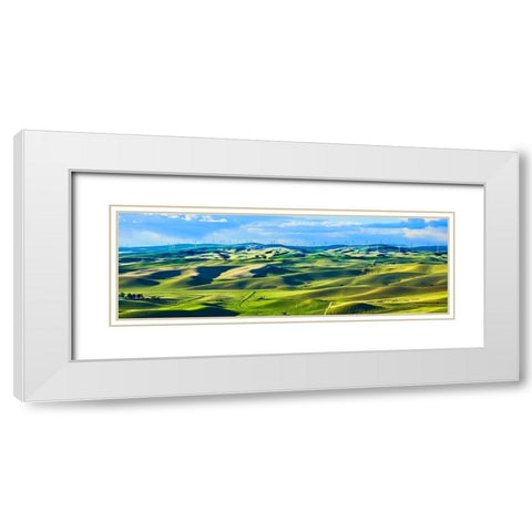 Farmscape Panorama III White Modern Wood Framed Art Print with Double Matting by McLoughlin, James