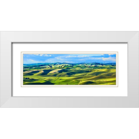 Farmscape Panorama III White Modern Wood Framed Art Print with Double Matting by McLoughlin, James