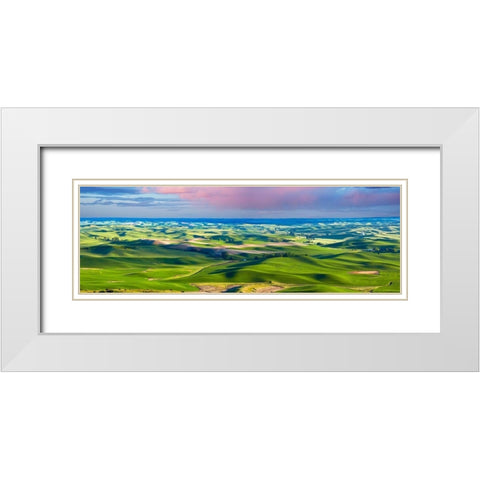 Farmscape Panorama IV White Modern Wood Framed Art Print with Double Matting by McLoughlin, James