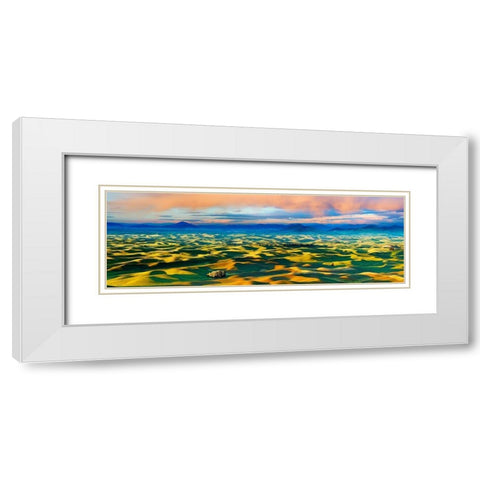 Farmscape Panorama V White Modern Wood Framed Art Print with Double Matting by McLoughlin, James