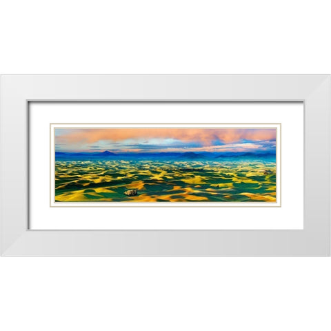 Farmscape Panorama V White Modern Wood Framed Art Print with Double Matting by McLoughlin, James