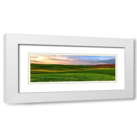 Farmscape Panorama VI White Modern Wood Framed Art Print with Double Matting by McLoughlin, James