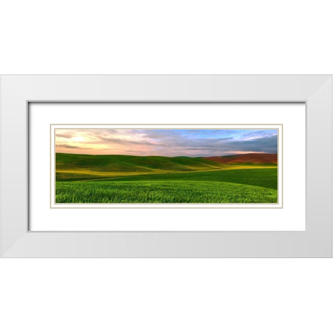 Farmscape Panorama VI White Modern Wood Framed Art Print with Double Matting by McLoughlin, James