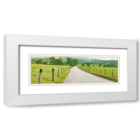 Country Road Panorama I White Modern Wood Framed Art Print with Double Matting by McLoughlin, James