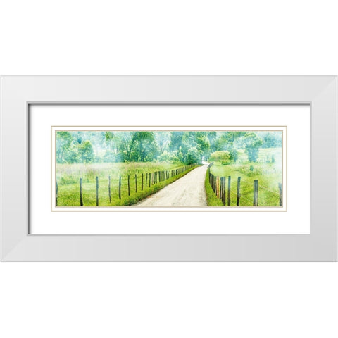 Country Road Panorama II White Modern Wood Framed Art Print with Double Matting by McLoughlin, James